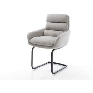 Freischwinger Abelia-Flex mit Armlehnen Stripes Hellgrau Freischwinger rund Schwarz, Esszimmerstühle