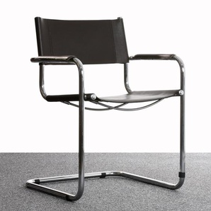 Freischwinger, Bauhaus Style, Leder, dunkelbraun, Chrom, gebraucht