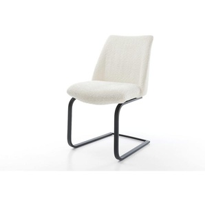 Freischwinger Elso-Flex Bouclé Weiß Freischwinger flach Schwarz Taschenfederkern, Esszimmerstühle