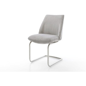 Freischwinger Elso-Flex Cord Silbergrau Freischwinger rund Edelstahl Taschenfederkern, Esszimmerstühle