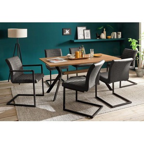 Freischwinger Finga I 2er-Set 47 x 86 x 63cm Vintage Kunstleder Kasai: Grau Grau/Grau Schwarz