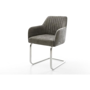 Freischwinger Greg-Flex Bouclé Soft Schlamm Freischwinger flach Edelstahl Taschenfederkern, Esszimmerstühle