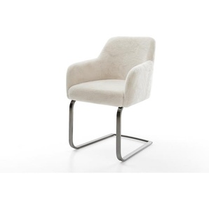 Freischwinger Greg-Flex Plüsch Creme-Weiß Freischwinger flach Graphit Taschenfederkern, Esszimmerstühle