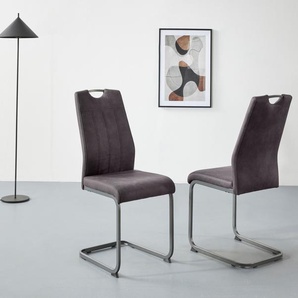 Freischwinger HELA CHRISTINA, grau (vintage anthrazit, grau), B:44cm H:98cm T:61cm, 100% Polyester, Stühle, 1, 2 oder 4 Stück, Schwingstuhl