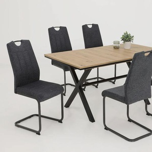 Freischwinger HELA CHRISTINA, grau (anthrazit, grau), B:44cm H:98cm T:61cm, 100% Polyester, Stühle, 1, 2 oder 4 Stück, Schwingstuhl