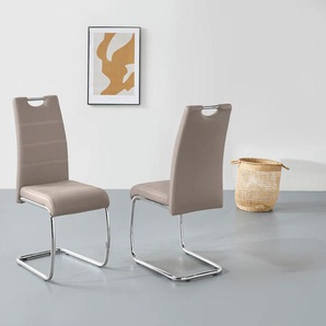 Freischwinger HELA FLORA Stühle Gr. B/H/T: 43 cm x 98 cm x 59 cm, 2 St., Kunstleder, Metall, braun (cappuccino, chrom) Freischwinger Stühle 2 oder 4 Stück