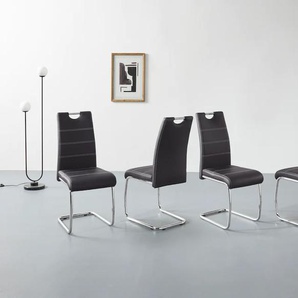 Freischwinger HELA FLORA Stühle Gr. B/H/T: 43 cm x 98 cm x 59 cm, 4 St., Kunstleder, Metall, schwarz (schwarz, chrom) Freischwinger Stühle 2 oder 4 Stück