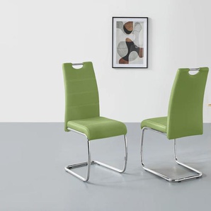 Freischwinger HELA FLORA Stühle Gr. B/H/T: 43 cm x 98 cm x 59 cm, 2 St., Kunstleder, Metall, grün (grün, chrom) Freischwinger 1, 2 oder 4 Stück,