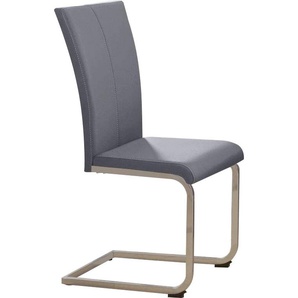 Freischwinger HOME AFFAIRE Nils Stühle Gr. B/H/T: 42,5 cm x 100 cm x 60 cm, 2 St., Kunstleder, Gestell in Chrom-Look + Metall, grau Freischwinger Stühle Stuhl belastbar bis 120 Kg, Gestell Metall im Chrom-Look oder Schwarz