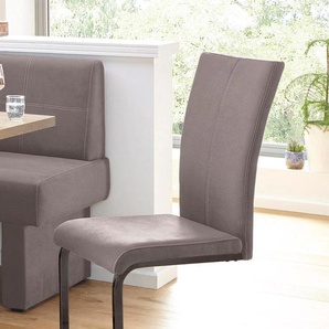 Freischwinger HOME AFFAIRE Nils Stühle Gr. B/H/T: 42,5 cm x 100 cm x 60 cm, 2 St., Luxus-Microfaser Lederoptik, Gestell in schwarz pulverbeschichtet + Metall, braun (cappuccino) Freischwinger Stühle Stuhl belastbar bis 120 Kg, Gestell Metall im Chrom-Look