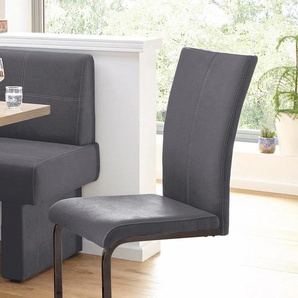 Freischwinger HOME AFFAIRE Nils Stühle Gr. B/H/T: 42,5 cm x 100 cm x 60 cm, 2 St., Luxus-Microfaser Lederoptik, Gestell in schwarz pulverbeschichtet + Metall, grau (anthrazit) Freischwinger Stühle Stuhl belastbar bis 120 Kg, Gestell Metall im Chrom-Look