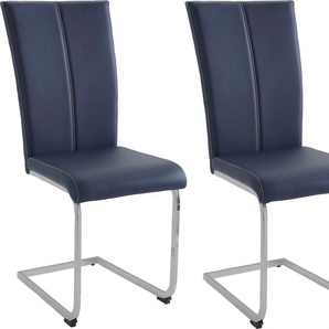 Freischwinger HOME AFFAIRE Nils Stühle Gr. B/H/T: 42,5 cm x 100 cm x 60 cm, 2 St., Kunstleder, Gestell in Chrom-Look + Metall, blau Freischwinger Stühle Stuhl belastbar bis 120 Kg, Gestell Metall im Chrom-Look oder Schwarz