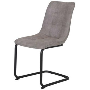 Freischwinger in Grau Microfaser Metallgestell in Schwarz (Set)