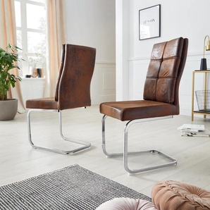 Freischwinger INOSIGN Lale Stühle braun Freischwinger Stühle (2 Stück) Bezug aus strapazierfähiger Microfaser, Metallgestell