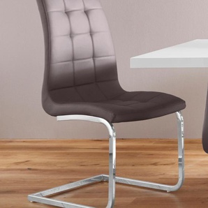Freischwinger INOSIGN Lola Stühle Gr. B/H/T: 43 cm x 101 cm x 59 cm, 4 St., Kunstleder, Stahl, braun (cappuccino, silberfarben) Freischwinger Stühle 2 oder 4 Stück, Bezug in Kunstleder Samtsoff, chrom Metallgestell