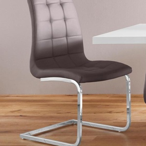 Freischwinger INOSIGN Lola Stühle Gr. B/H/T: 43 cm x 101 cm x 59 cm, 2 St., Kunstleder, Stahl, braun (cappuccino, silberfarben) Freischwinger Stühle 2 oder 4 Stück, Bezug in Kunstleder Samtsoff, chrom Metallgestell
