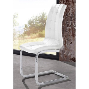 Freischwinger INOSIGN Lola Stühle Gr. B/H/T: 43 cm x 101 cm x 59 cm, 4 St., Kunstleder, Stahl, weiß (weiß, silberfarben) Freischwinger Stühle 2 oder 4 Stück, Bezug in Kunstleder Samtsoff, chrom Metallgestell