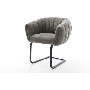 Freischwinger Jada-Flex Bouclé Soft Schlamm Freischwinger flach Schwarz Taschenfederkern, Esszimmerstühle