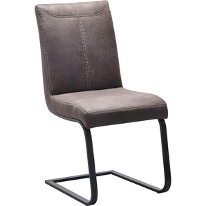 Freischwinger K+W KOMFORT & WOHNEN Floyd Stühle Gr. B/H/T: 47 cm x 96 cm x 62 cm, Microfaser 760, Metall, grau (elephant 80, roheisen schwarz lackiert) Freischwinger Kontrastnaht, Freischwingergestell aus Vierkantrohr Roheisen