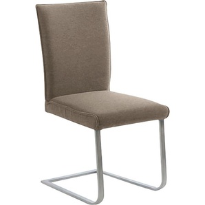 Freischwinger K+W KOMFORT & WOHNEN Santos III Stühle Gr. B/H/T: 47 cm x 99 cm x 62 cm, Flachgewebe Q2 2250, Edelstahl, beige (sand 35, edelstahlfarbig) Freischwinger mit Sattlernaht, Gestell aus Edelstahl, hochwertiger Sitzkomfort