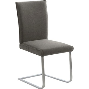 Freischwinger K+W KOMFORT & WOHNEN Santos III Stühle Gr. B/H/T: 47 cm x 99 cm x 62 cm, Flachgewebe Q2 2250, Edelstahl, braun (schlamm 72, edelstahlfarbig) Freischwinger mit Sattlernaht, Gestell aus Edelstahl, hochwertiger Sitzkomfort