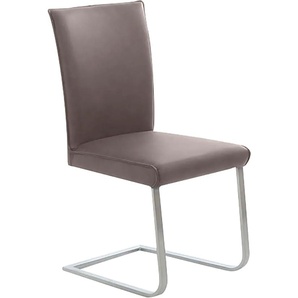Freischwinger K+W KOMFORT & WOHNEN Santos III Stühle Gr. B/H/T: 47 cm x 99 cm x 62 cm, Leder CLOUD, Edelstahl, braun (sattel 77, edelstahlfarbig) Freischwinger mit Sattlernaht, Gestell aus Edelstahl, hochwertiger Sitzkomfort