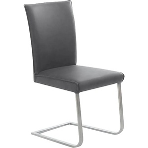 Freischwinger K+W KOMFORT & WOHNEN Santos III Stühle Gr. B/H/T: 47 cm x 99 cm x 62 cm, Leder CLOUD, Edelstahl, grau (asphalt 88, edelstahlfarbig) Freischwinger mit Sattlernaht, Gestell aus Edelstahl, hochwertiger Sitzkomfort