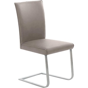 Freischwinger K+W KOMFORT & WOHNEN Santos III Stühle Gr. B/H/T: 47 cm x 99 cm x 62 cm, Leder CLOUD, Edelstahl, grau (stahl 85, edelstahlfarbig) Freischwinger mit Sattlernaht, Gestell aus Edelstahl, hochwertiger Sitzkomfort