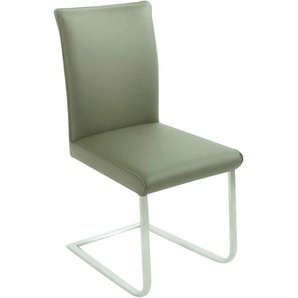 Freischwinger K+W KOMFORT & WOHNEN Santos III Stühle Gr. B/H/T: 47 cm x 99 cm x 62 cm, Leder Longlife BRONCO, Edelstahl, beige (zypresse 21, edelstahlfarbig) Freischwinger mit Sattlernaht, Gestell aus Edelstahl, hochwertiger Sitzkomfort