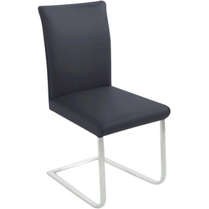 Freischwinger K+W KOMFORT & WOHNEN Santos III Stühle Gr. B/H/T: 47 cm x 99 cm x 62 cm, Leder Longlife BRONCO, Edelstahl, blau (nachtblau 58, edelstahlfarbig) Freischwinger mit Sattlernaht, Gestell aus Edelstahl, hochwertiger Sitzkomfort