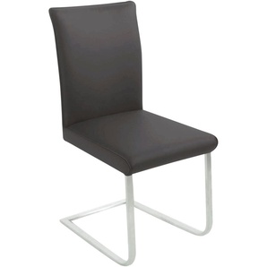 Freischwinger K+W KOMFORT & WOHNEN Santos III Stühle Gr. B/H/T: 47 cm x 99 cm x 62 cm, Leder Longlife BRONCO, Edelstahl, braun (schoko 78, edelstahlfarbig) Freischwinger mit Sattlernaht, Gestell aus Edelstahl, hochwertiger Sitzkomfort