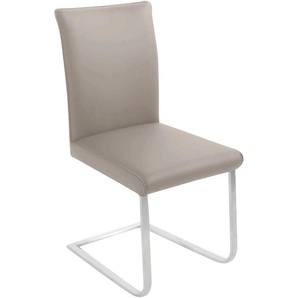 Freischwinger K+W KOMFORT & WOHNEN Santos III Stühle Gr. B/H/T: 47 cm x 99 cm x 62 cm, Leder Longlife BRONCO, Edelstahl, grau (lightgrey 85, edelstahlfarbig) Freischwinger mit Sattlernaht, Gestell aus Edelstahl, hochwertiger Sitzkomfort