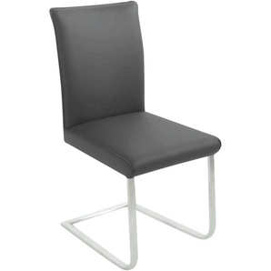 Freischwinger K+W KOMFORT & WOHNEN Santos III Stühle Gr. B/H/T: 47 cm x 99 cm x 62 cm, Leder Longlife BRONCO, Edelstahl, silberfarben (zinn 88, edelstahlfarbig) Freischwinger mit Sattlernaht, Gestell aus Edelstahl, hochwertiger Sitzkomfort