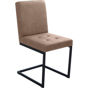 Freischwinger K+W KOMFORT & WOHNEN Stühle Gr. 1 St., Microfaser, beige (sand 35) Freischwinger Freischwingergestell aus Vierkantrohr schwarz, hoher Sitzkomfort