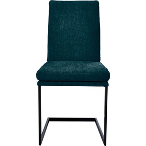 Freischwinger K+W KOMFORT & WOHNEN Stühle Gr. B/H/T: 47 cm x 96 cm x 64 cm, Flachgewebe, Metall, blau (turquoise 25, schwarz) Freischwinger stabiles Hochkantrohr, Untergestell in Edelstahloptik oder schwarz