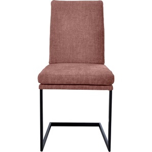 Freischwinger K+W KOMFORT & WOHNEN Stühle Gr. B/H/T: 47 cm x 96 cm x 64 cm, Flachgewebe, Metall, rosa (oldrose 90, schwarz) Freischwinger stabiles Hochkantrohr, Untergestell in Edelstahloptik oder schwarz