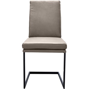 Freischwinger K+W KOMFORT & WOHNEN Stühle Gr. B/H/T: 47 cm x 96 cm x 64 cm, Leder CLOUD, Metall, grau (stahl 85, schwarz) Freischwinger stabiles Hochkantrohr, Untergestell in Edelstahloptik oder schwarz