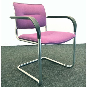 Freischwinger Kusch & Co., lila Stoffpolsterung, Chromgestell, gebrauchte Büromöbel