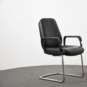 Freischwinger, Leder schwarz, gebraucht