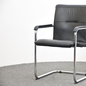 Freischwinger, Leder schwarz, gebraucht
