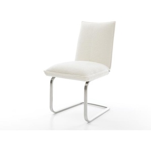 Freischwinger Lelio-Flex Bouclé Soft Beige Freischwinger flach Edelstahl Taschenfederkern, Esszimmerstühle