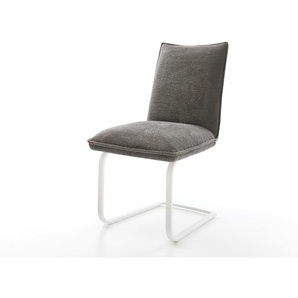 Freischwinger Lelio-Flex Bouclé Soft Schlamm Freischwinger flach Weiß Taschenfederkern, Esszimmerstühle