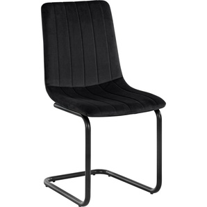 Freischwinger LEONIQUE Marcela Stühle Gr. B/H/T: 44 cm x 91 cm x 55 cm, 2 St., Veloursstoff Samtoptik, Metall, schwarz Freischwinger mit Sitz in Veloursstoff, Nähte an der Sitzfläche, Sitzhöhe 48 cm