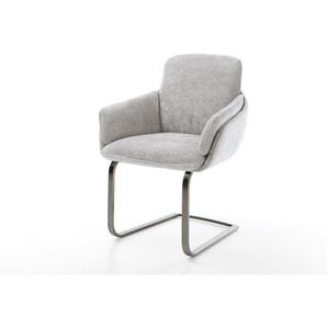 Freischwinger Luan-Flex mit Armlehnen Chenille Silbergrau Freischwinger flach Graphit, Esszimmerstühle