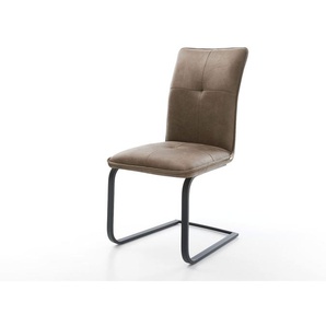 Freischwinger Maddy-Flex Mikrofaser Taupe Vintage Freischwinger flach Schwarz, Esszimmerstühle