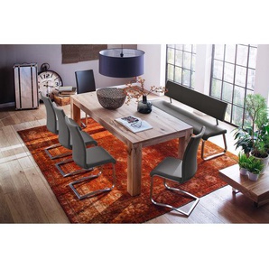 Freischwinger Marco 43 x 103 x 52cm 4er Set Echtleder Gyda: Grau Grau