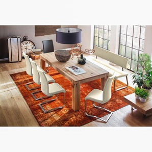 Freischwinger Marco 43 x 103 x 52cm 4er Set Echtleder Gyda: Cremeweiß Weiß