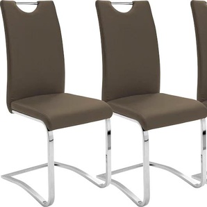 Freischwinger MCA FURNITURE Köln Stühle Gr. B/H/T: 43 cm x 100 cm x 57 cm, 4 St., uni, Metall, braun (braun, verchromt) Esszimmerstuhl Kufenstuhl Küchenstühle Stühle Kunstlederbezug, Komfortsitzhöhe, Stuhl belastbar bis 120 kg