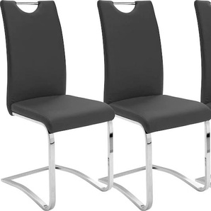 Freischwinger MCA FURNITURE Köln Stühle Gr. B/H/T: 43 cm x 100 cm x 57 cm, 4 St., uni, Metall, schwarz (schwarz, verchromt) Freischwinger Kunstlederbezug, Komfortsitzhöhe, Stuhl belastbar bis 120 kg