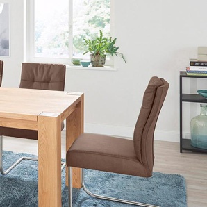 Freischwinger NIEHOFF SITZMÖBEL Komfort Stühle Gr. B/H/T: 47 cm x 97 cm x 63 cm, 2 St., Microfaser ABERDEEN, Edelstahl, braun (schlamm, silberfarben) Freischwinger in 3 Farben, Gestell aus Edelstahl